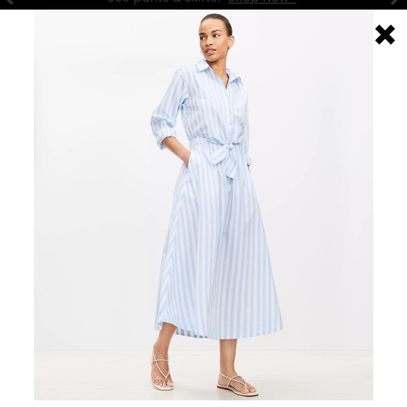 Loft Striped Cotton Poplin Tie Front Shirt Dress Size 18
NWT - Picture 1 of 3